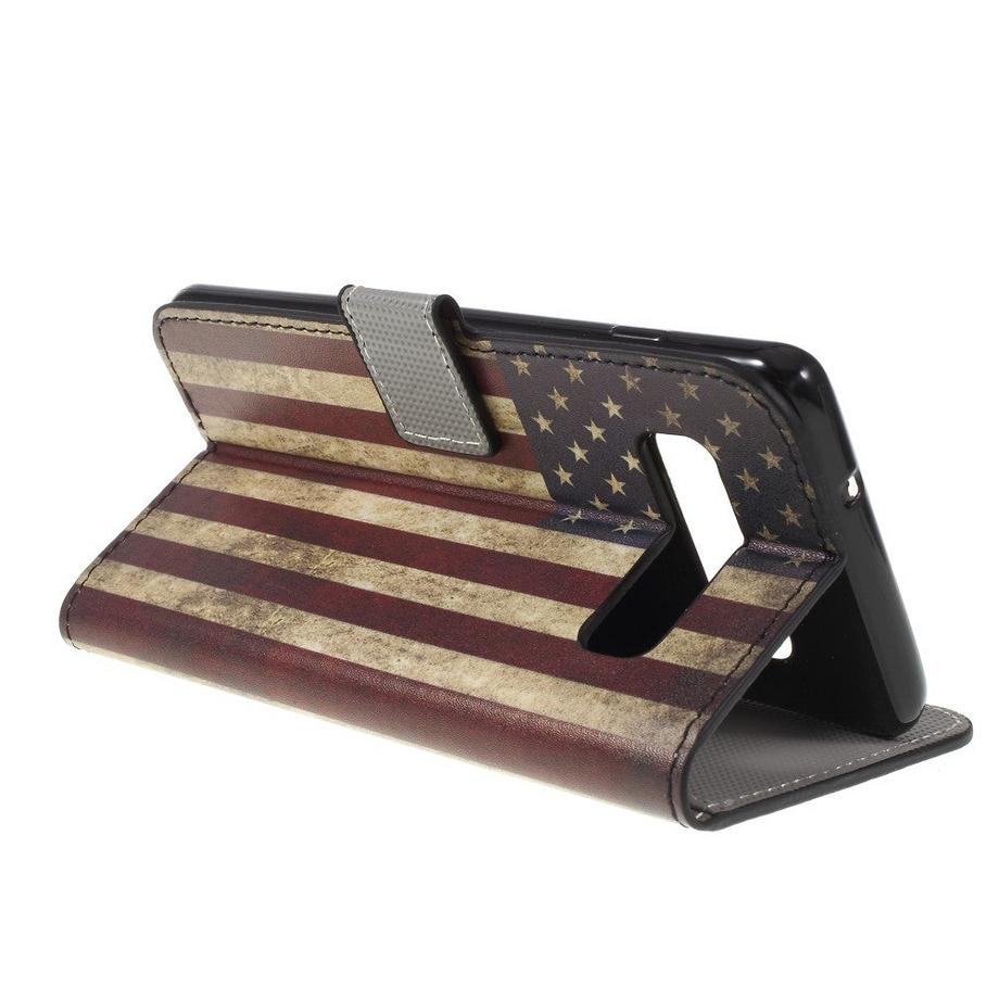 Cover-Discount  custodie Galaxy S10 - Custodia in pelle con bandiera degli Stati Uniti d'America 