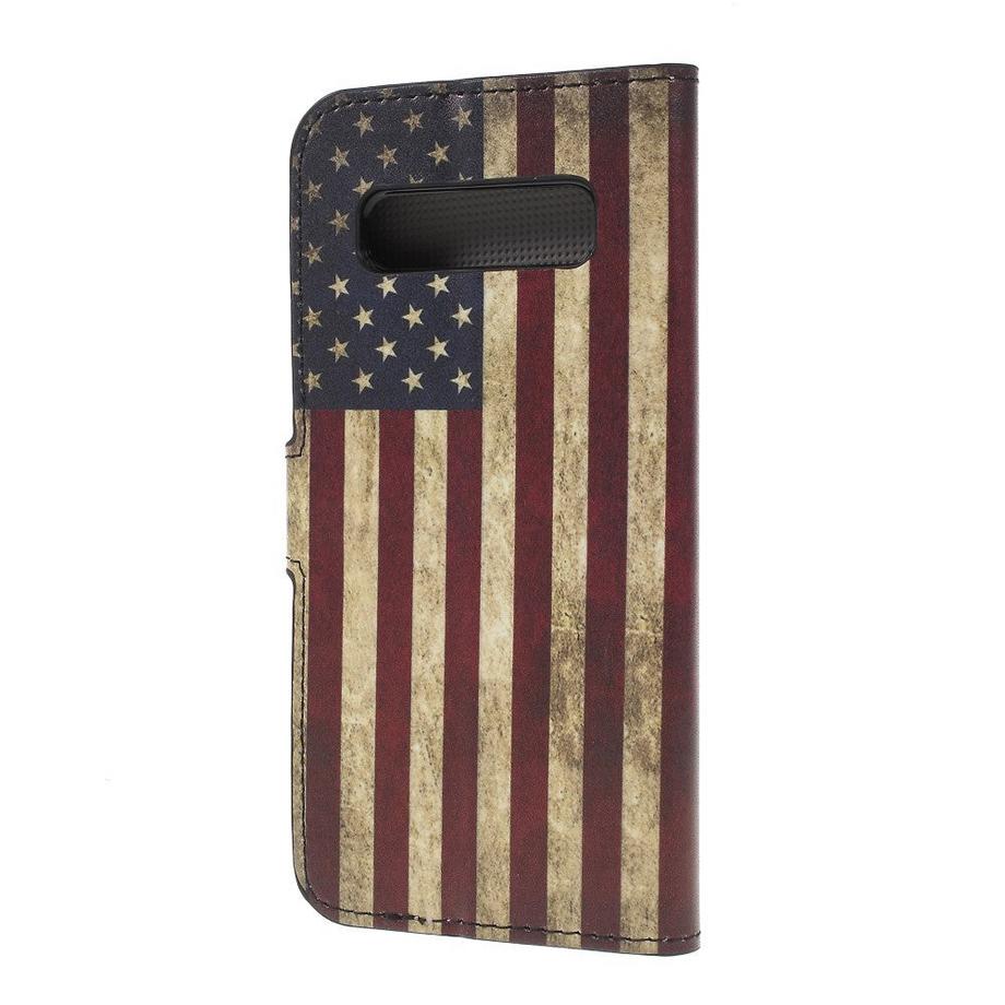 Cover-Discount  custodie Galaxy S10 - Custodia in pelle con bandiera degli Stati Uniti d'America 