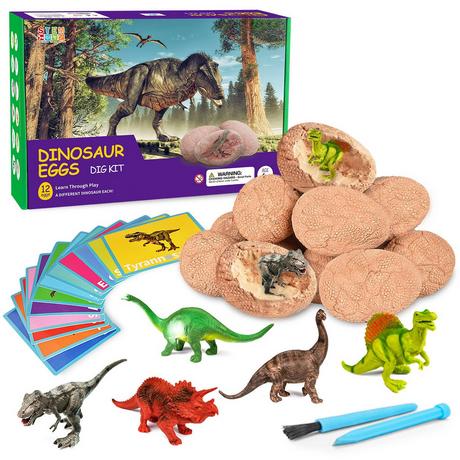 Activity-board  Dinosaurier-Ei-Spielzeug für Kinder, Dino-Ei-Spielzeug ausgraben, enthält 12 Dinosaurier-Eier und entdeckt 12 niedliche Dinosaurier, Ausgrabungsset Archäologie 