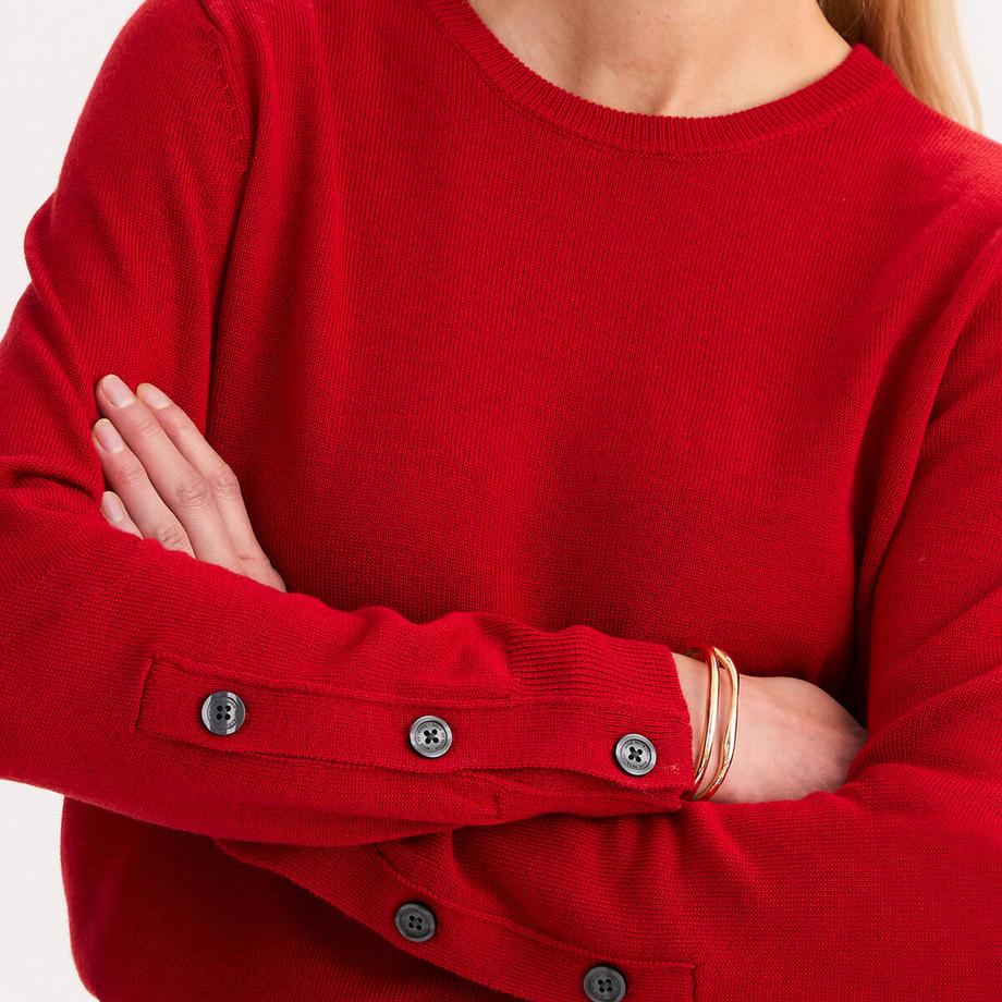La Redoute Collections Pull col rond en fine maille  