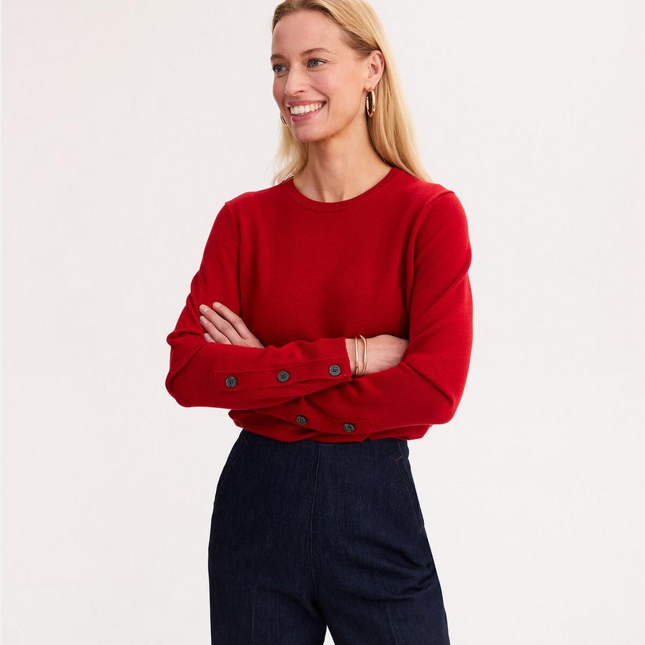 Feinstrick-Pullover mit Rundhalsausschnitt