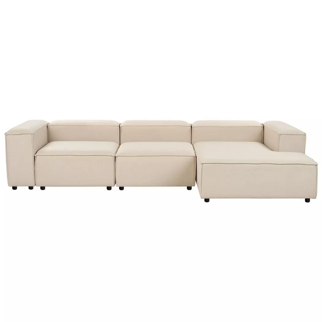 Beliani - Linksseitiges Ecksofa aus Stoff  ARDAL, One Size, Perle