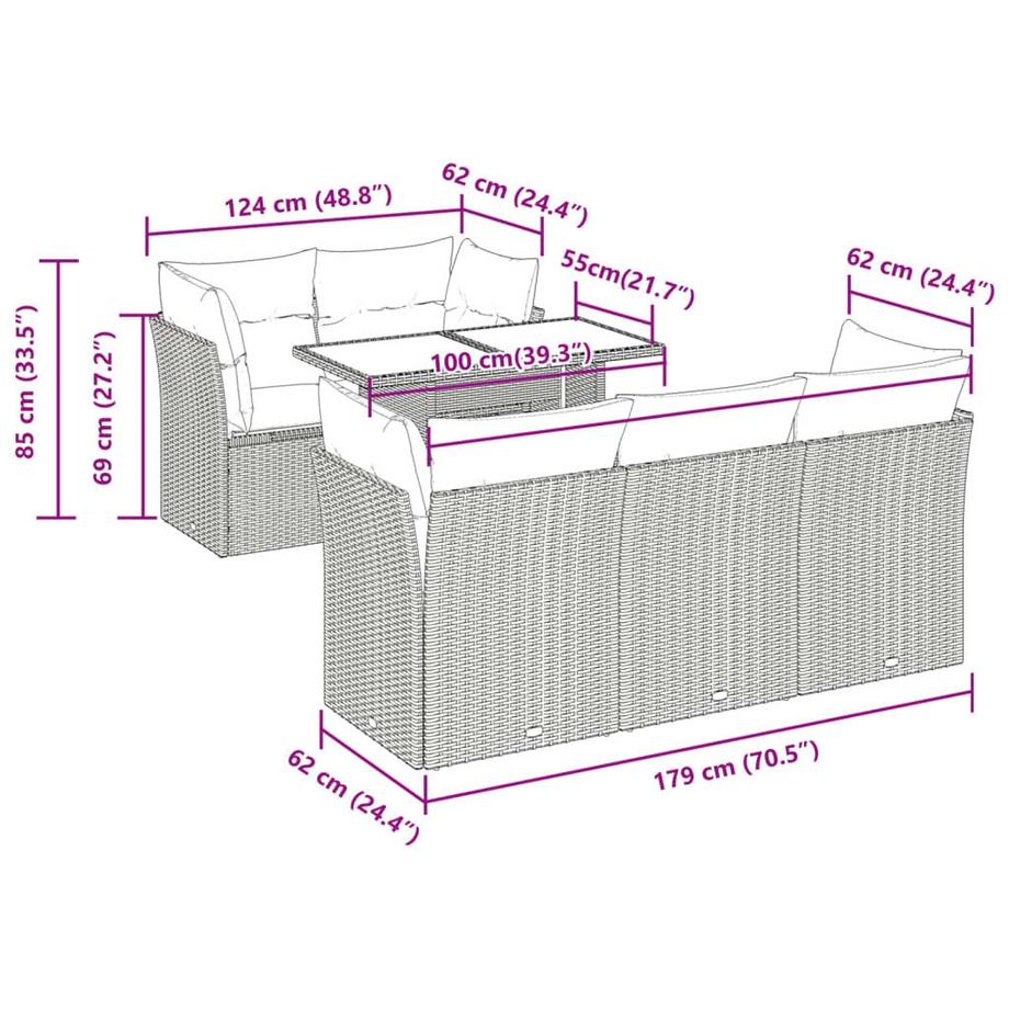 VidaXL Ensemble de canapés de jardin rotin synthétique  