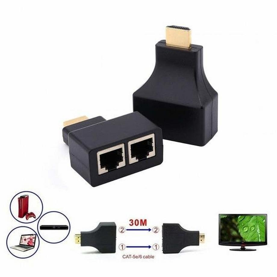 eStore  2x Extendeur double port HDMI vers RJ45 jusqu'à 30m 