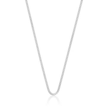 Collier gourmette or blanc 750, 1.6mm, 38cm