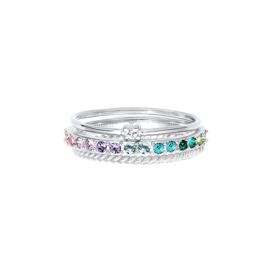 Elli  Ring 3Er Set Regenbogen Kristalle 