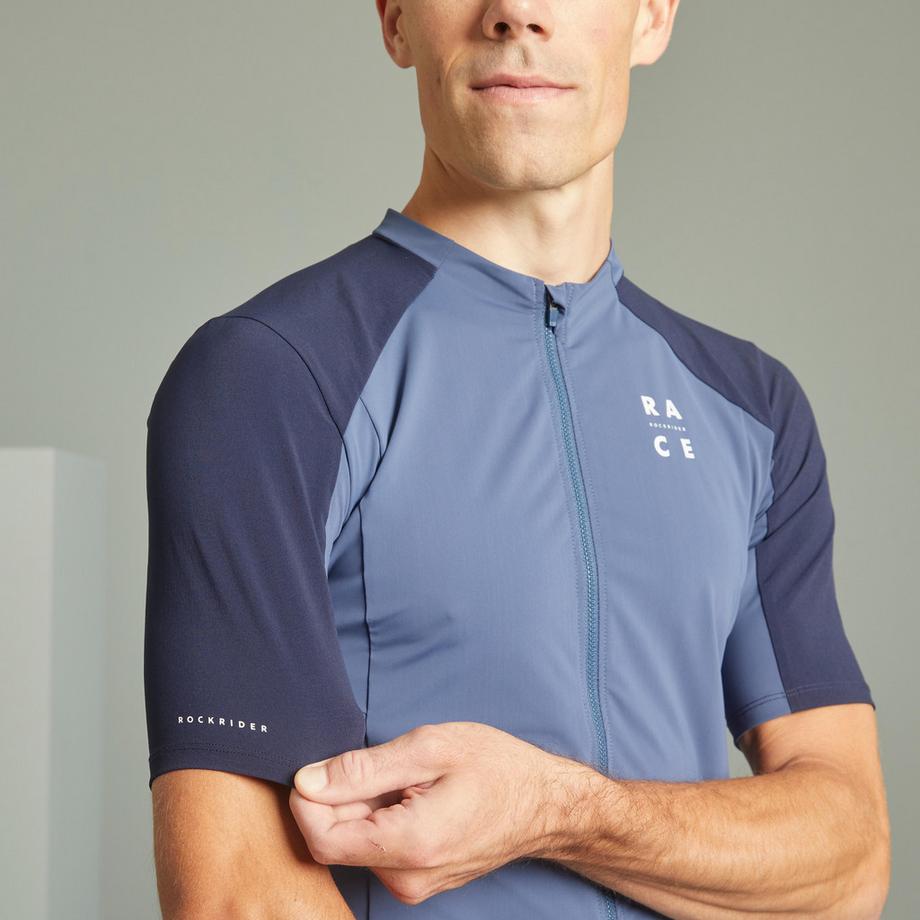 ROCKRIDER  Maillot VTT manches courtes Race Bleu 