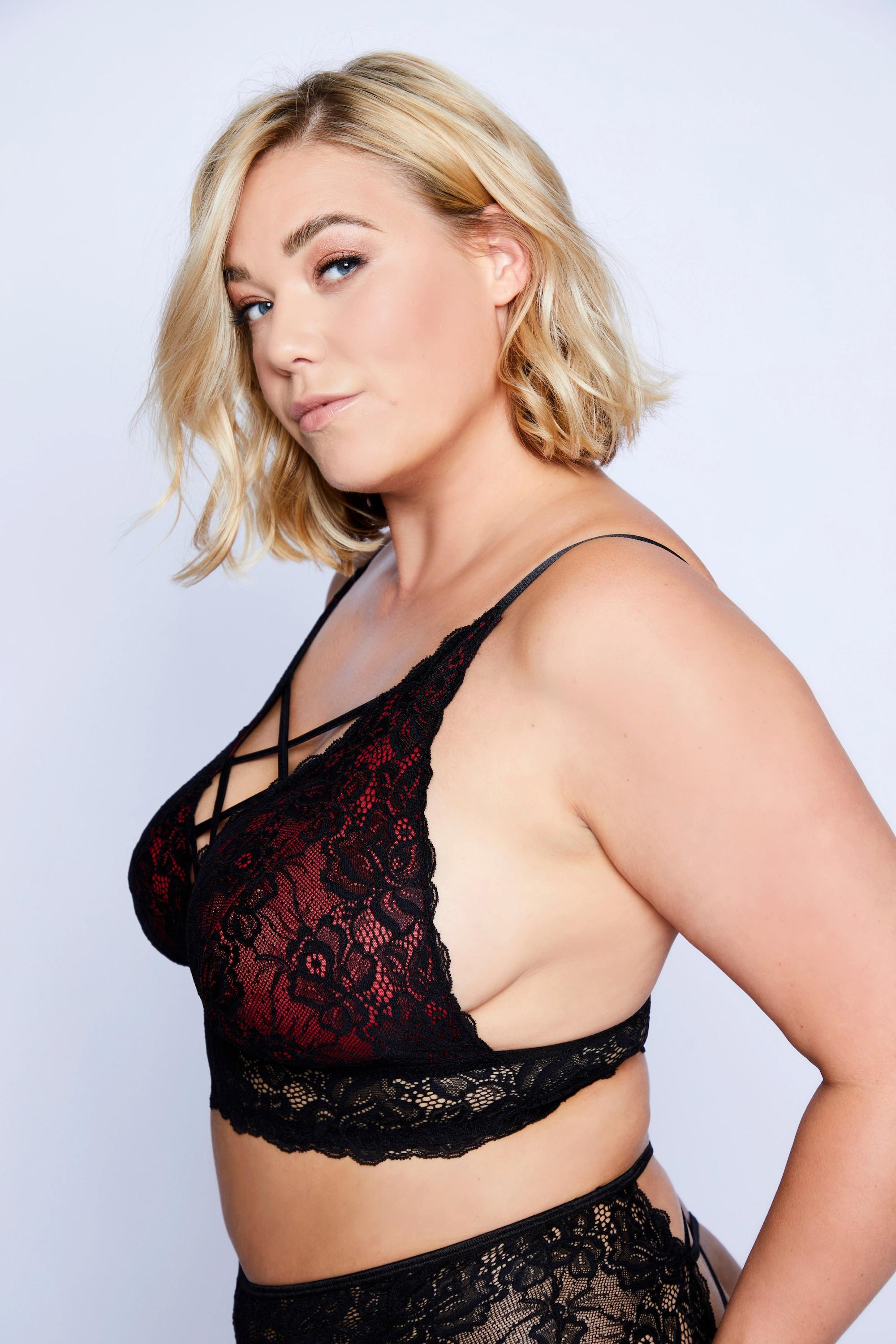 Ulla Popken  Bralette, Criss-Cross, ohne Bügel, Spitze 