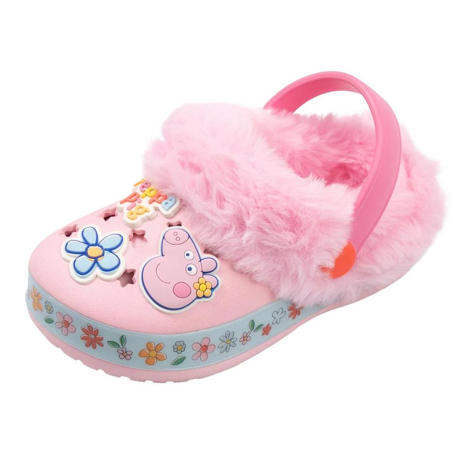 Peppa Pig Blumen Clogs mit Kunstfellfutter  