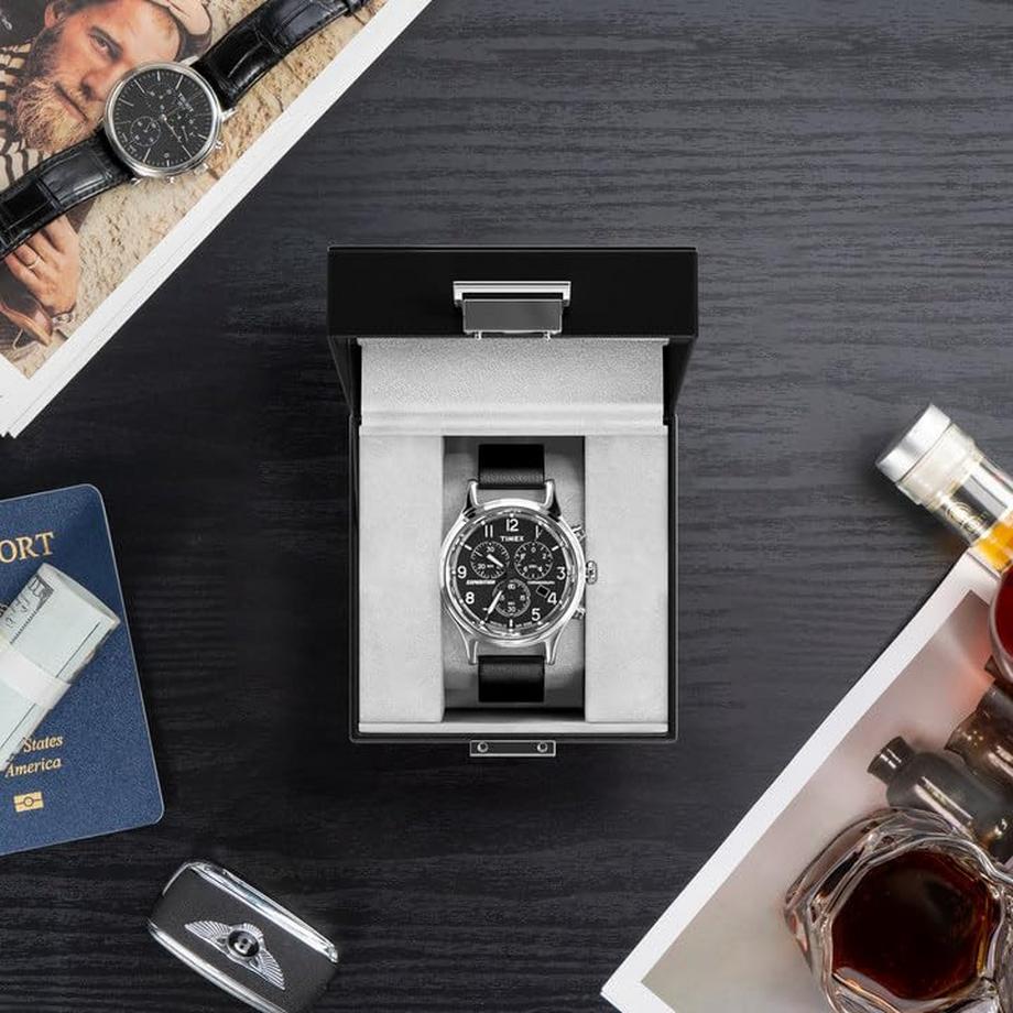 Only-bags.store  Uhrenbox mit 1 Fach, Uhrenbox mit Glasdeckel, Uhrenkoffer mit Uhrenkissen, Uhrenaufbewahrung 