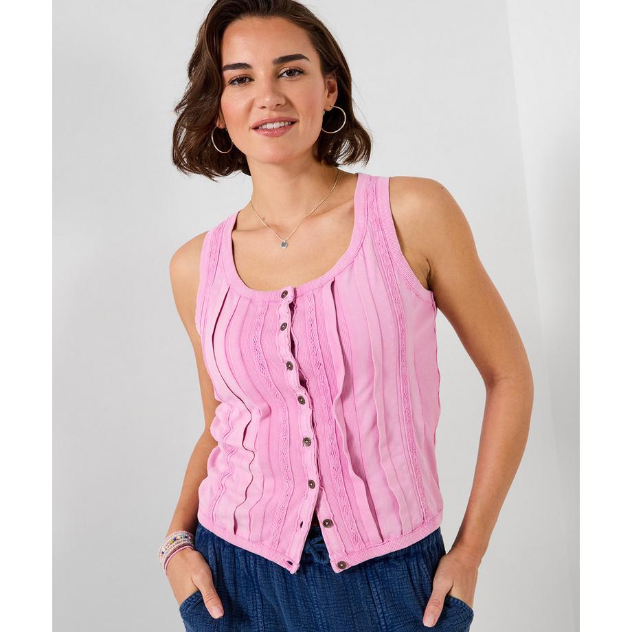 Knopfleisten-Weste mit Farbverlauf im Boho-Stil