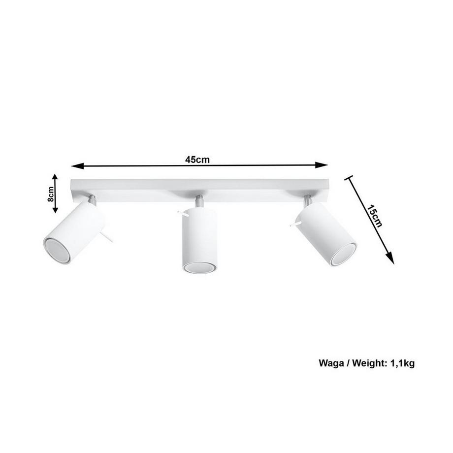 OZAIA  Deckenleuchte Design 3 Strahler RANDY Stahl 