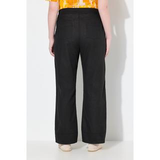 Ulla Popken Leinenmix Hose Schmucksaum weites Bein  