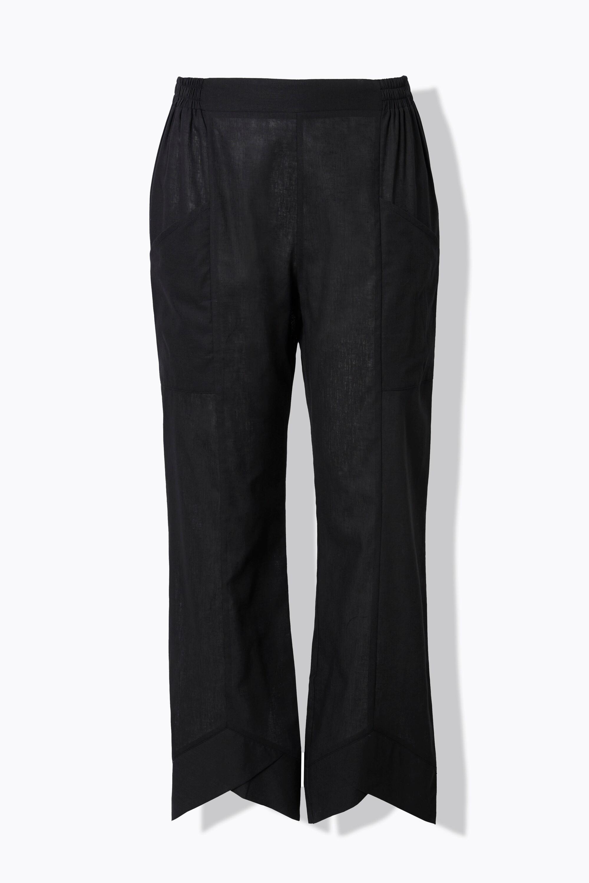 Ulla Popken Leinenmix Hose Schmucksaum weites Bein  