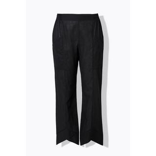 Ulla Popken Leinenmix Hose Schmucksaum weites Bein  