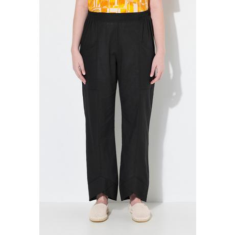 Ulla Popken Leinenmix Hose Schmucksaum weites Bein  