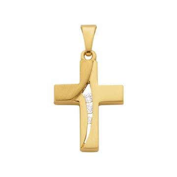 Anhänger Kreuz Gelbgold 750 Diamant 0.0425ct. 22x12mm