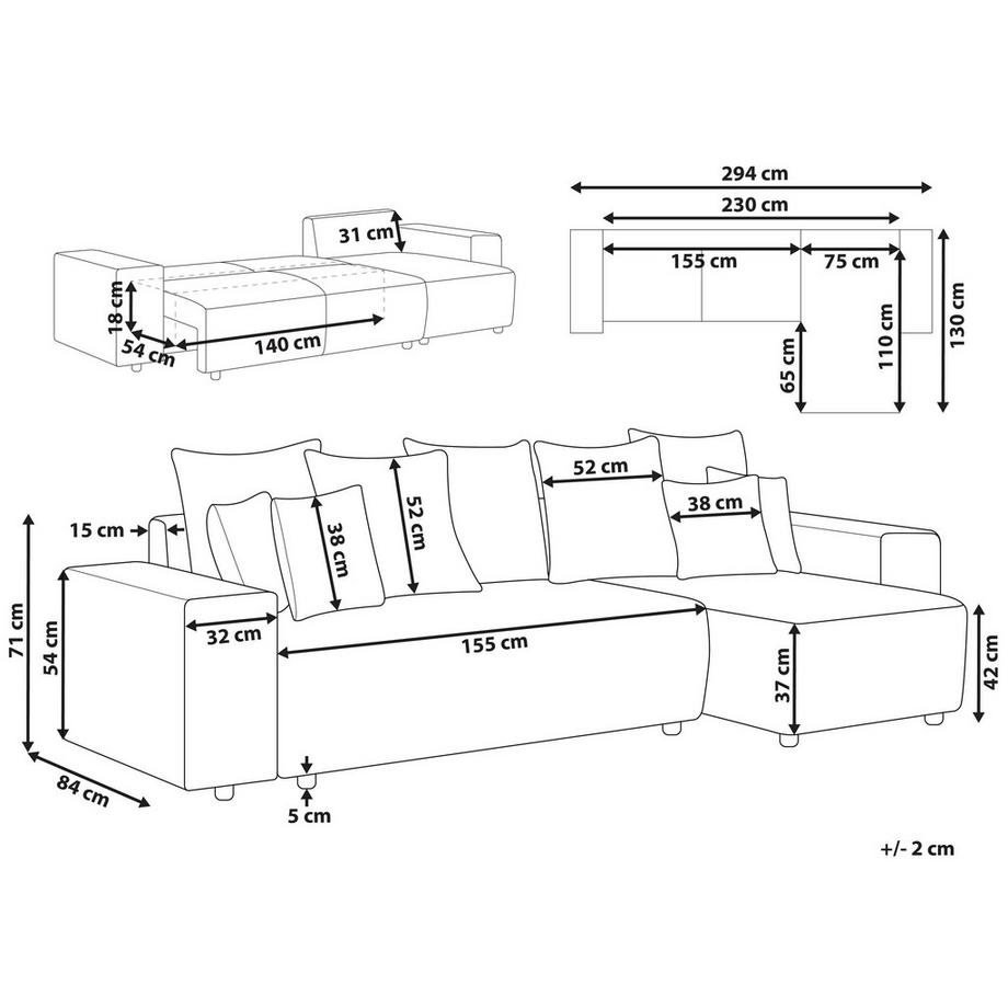 Beliani Ecksofa aus Stoff Modern LUSPA  