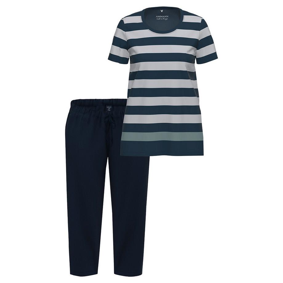 Ammann Pyjama à manches courtes avec pantalon capri  