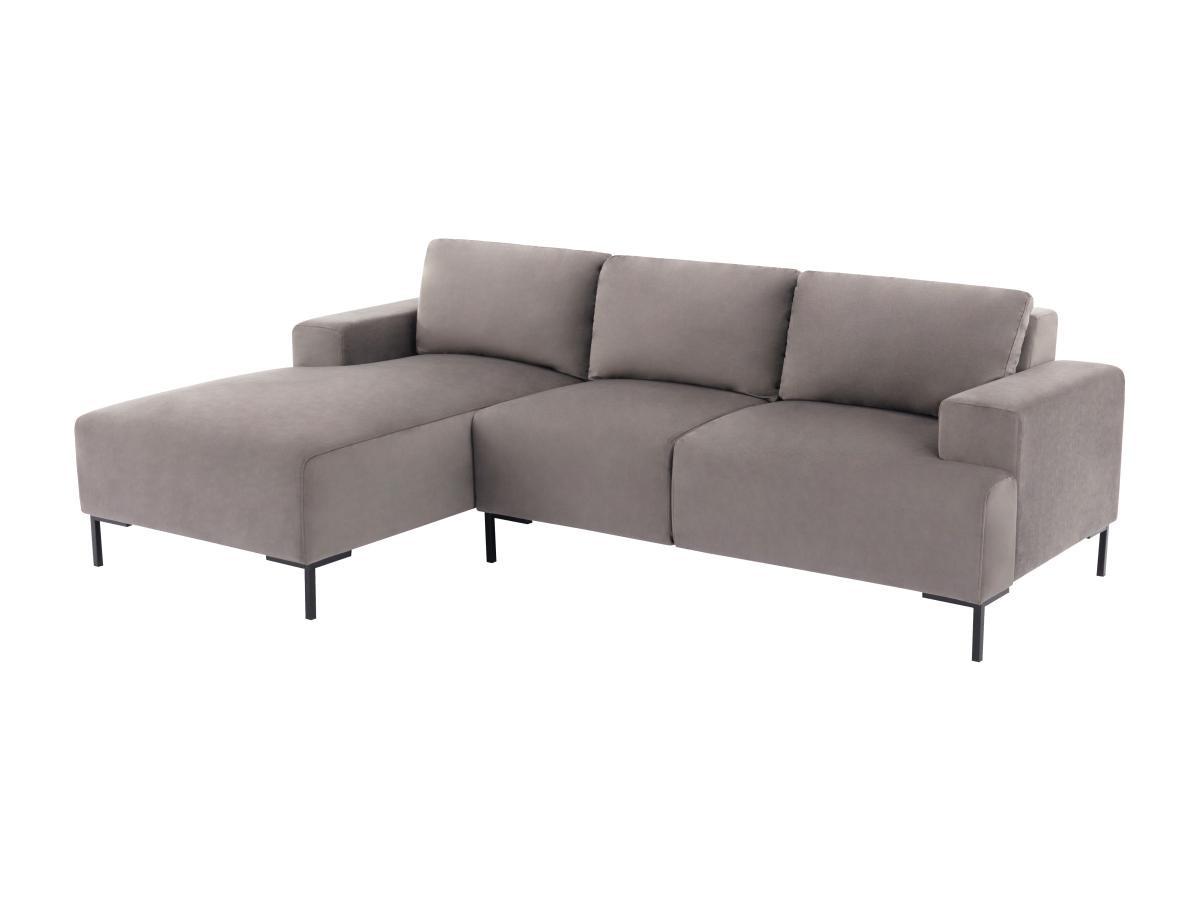 Vente-unique Ecksofa - Ecke links - Samt - Grau - MADALENI  