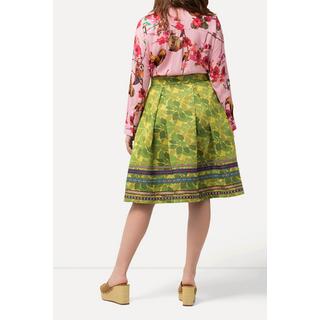 Ulla Popken Rock A-Linie Jacquard Blütenmuster Zierbänder  