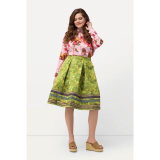 Ulla Popken Rock A-Linie Jacquard Blütenmuster Zierbänder  