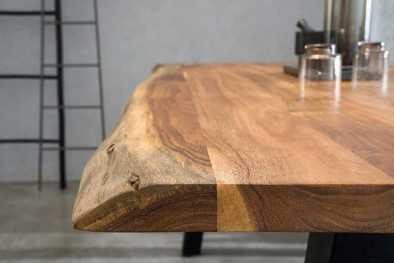 mutoni Table à manger acacia naturel pied en H 180x90  