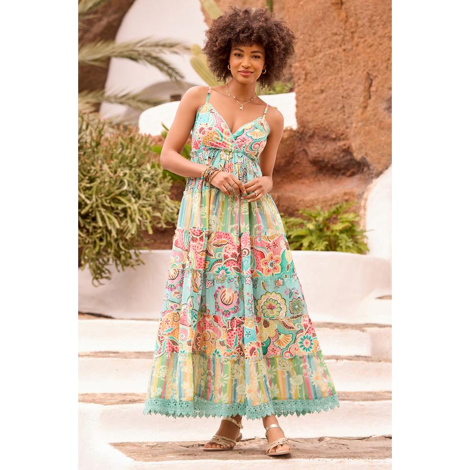 Maxikleid mit Paisley- und Blumenprint