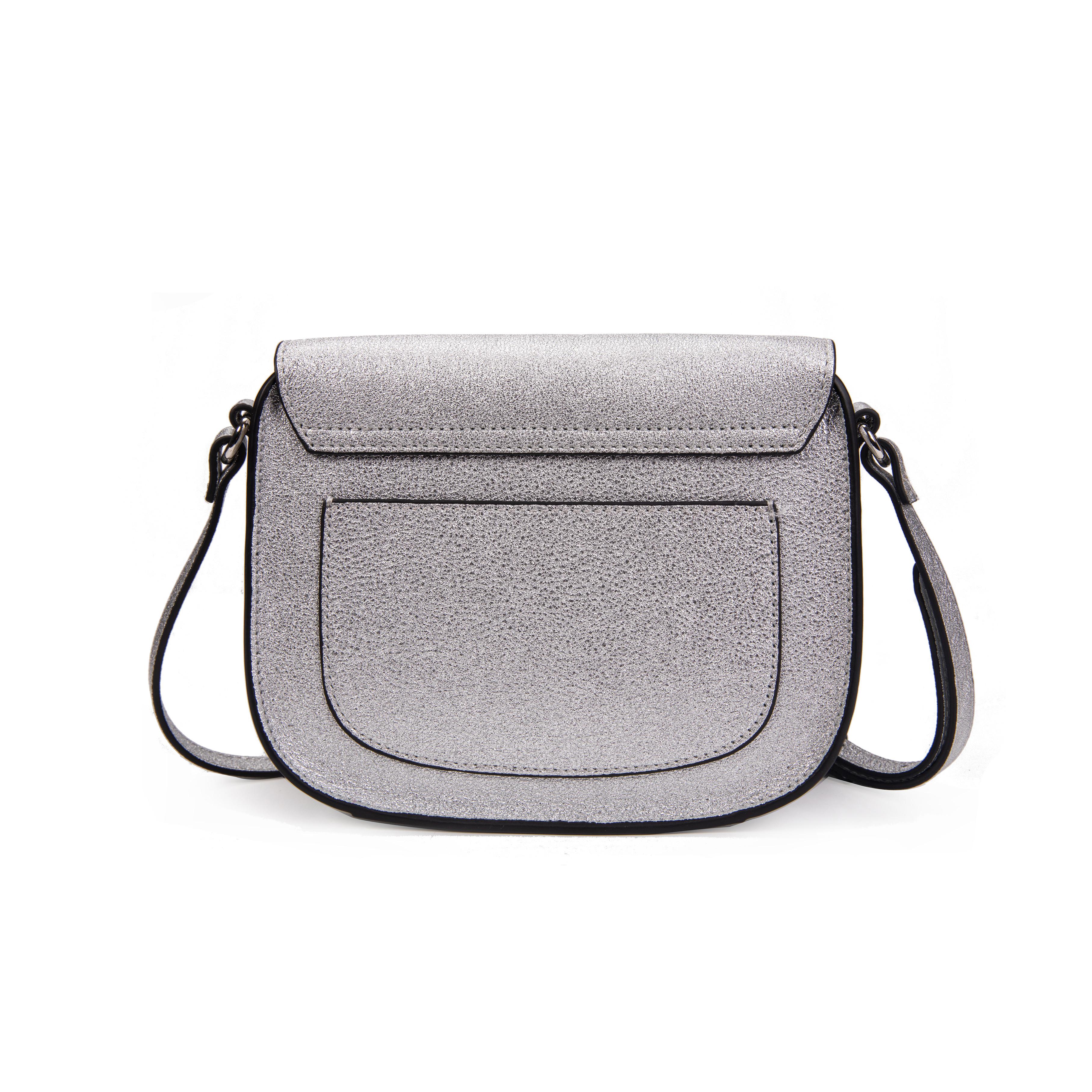 Kate Lee  Sac en cuir porté bandoulière new petite gibecière Emelyne argent 