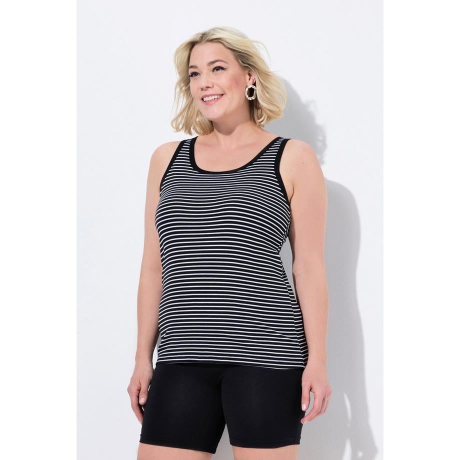 Ulla Popken Débardeur à rayures Soutien-gorge intégré Décolleté rond  