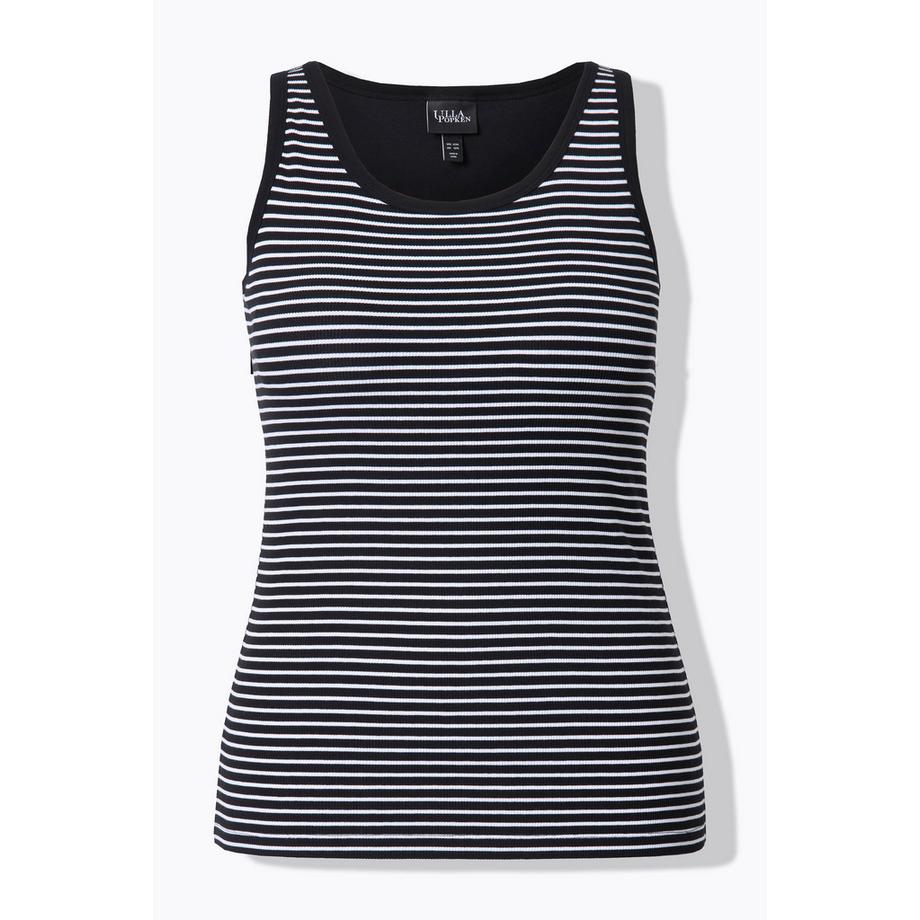 Ulla Popken Débardeur à rayures Soutien-gorge intégré Décolleté rond  