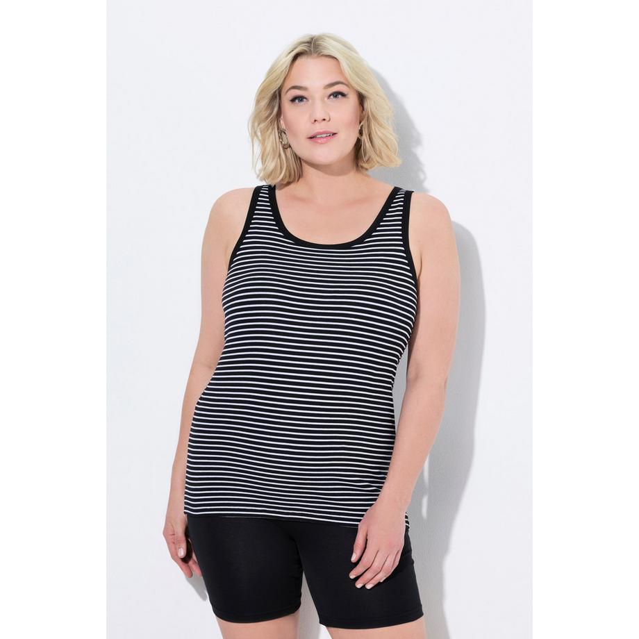 Ulla Popken Débardeur à rayures Soutien-gorge intégré Décolleté rond  