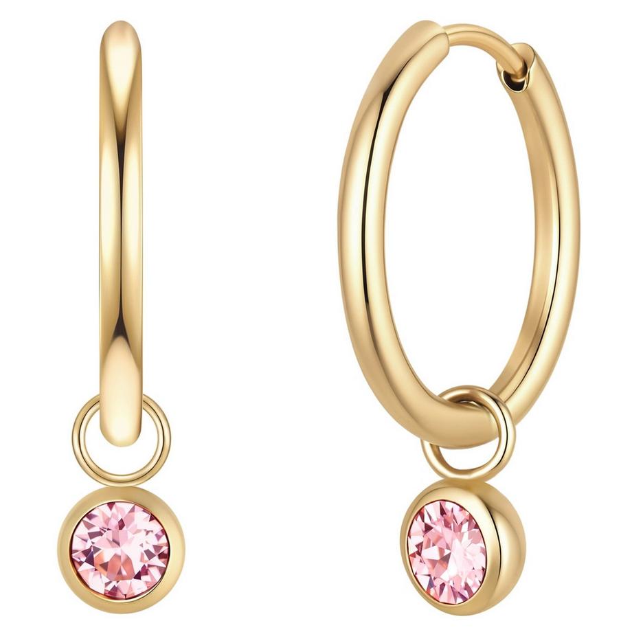 Creolen Geburtsstein Oktober Edelstahl verziert mit Kristallen von Swarovski