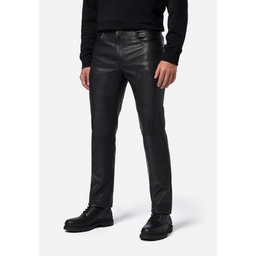 Pantalon en cuir pour homme, Trant Pant, jeans en cuir à cinq poches en cuir d'agneau lavé.