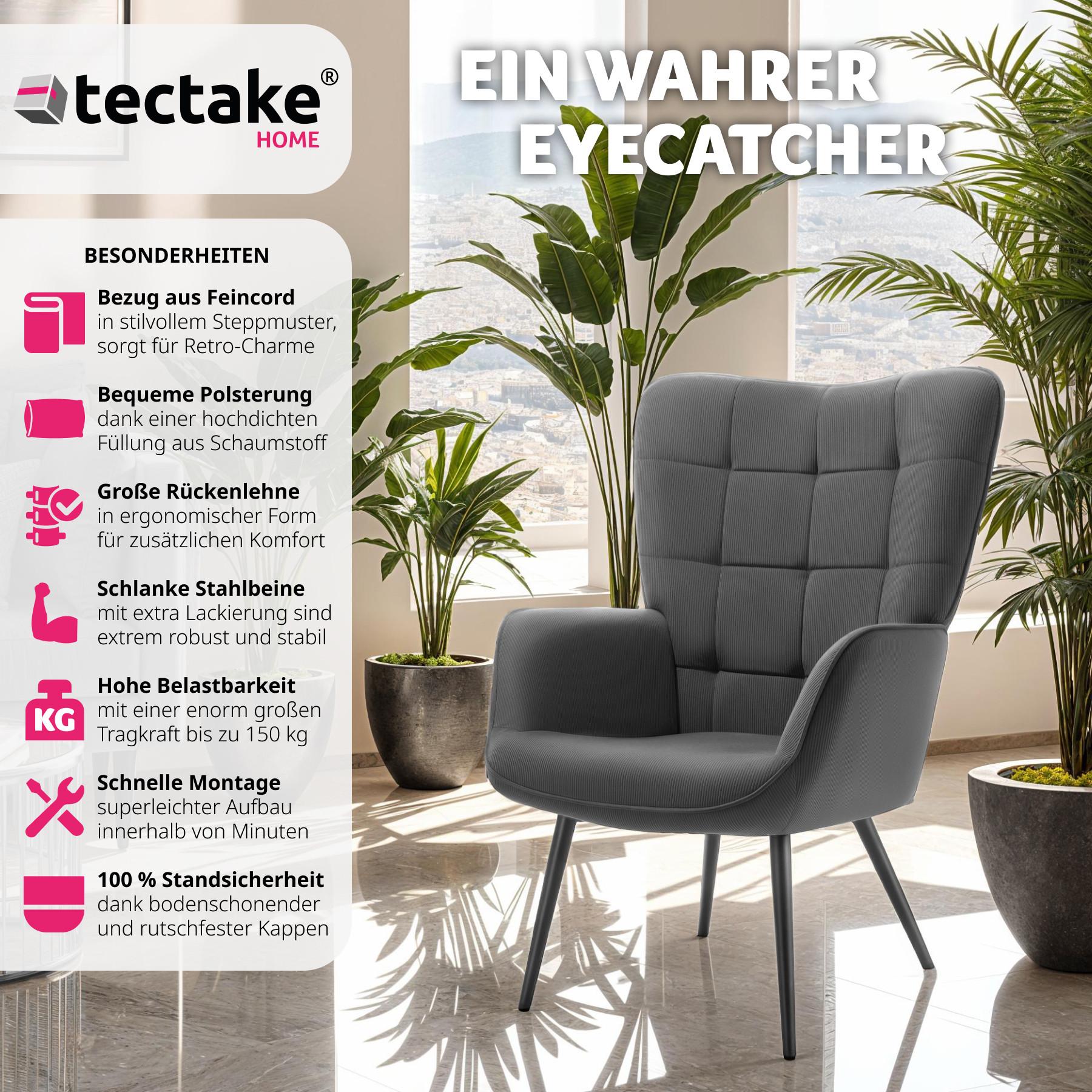 Tectake Fauteuil Hygge rembourré, ergonomique, charge maximale 150 kg  