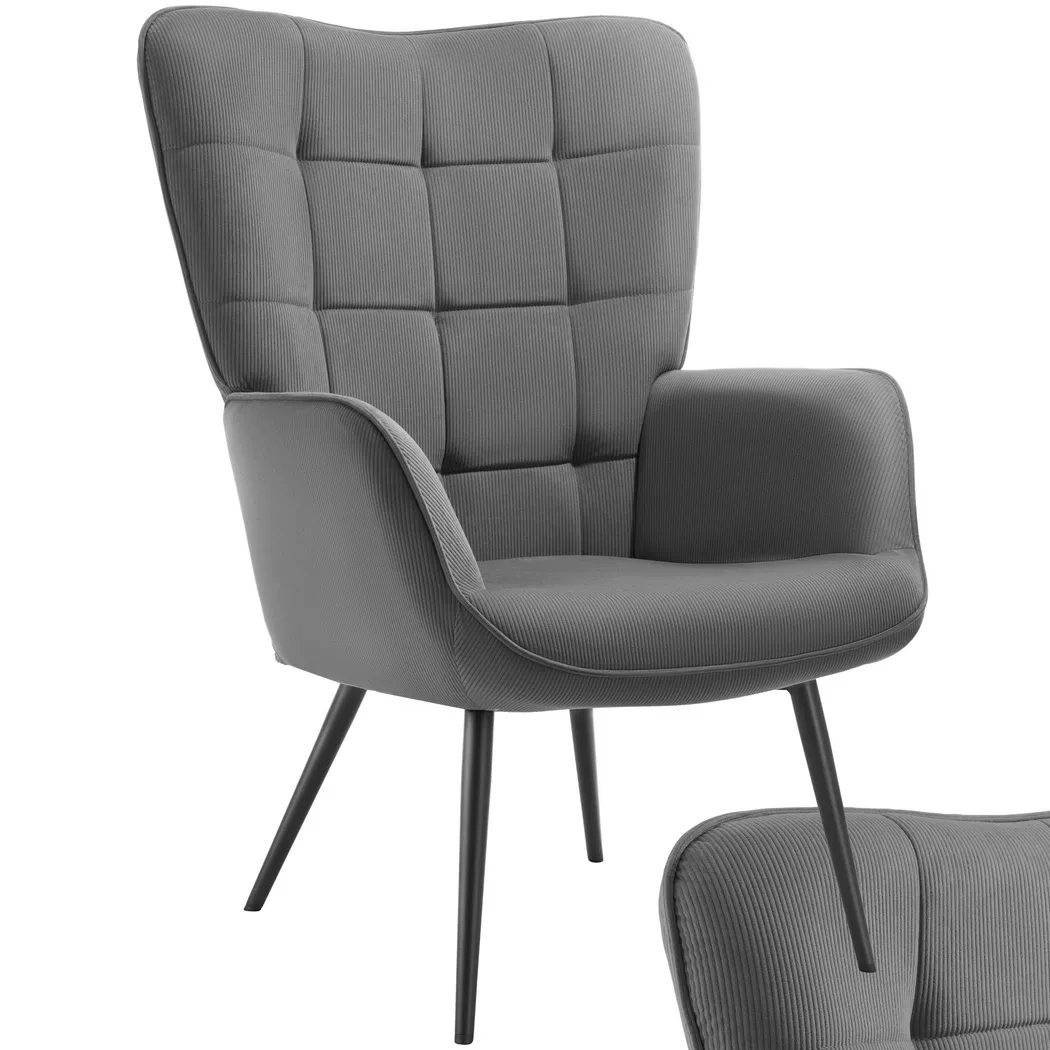Tectake - Fauteuil HYGGE rembourré, 72 x 76 cm, Multicolor