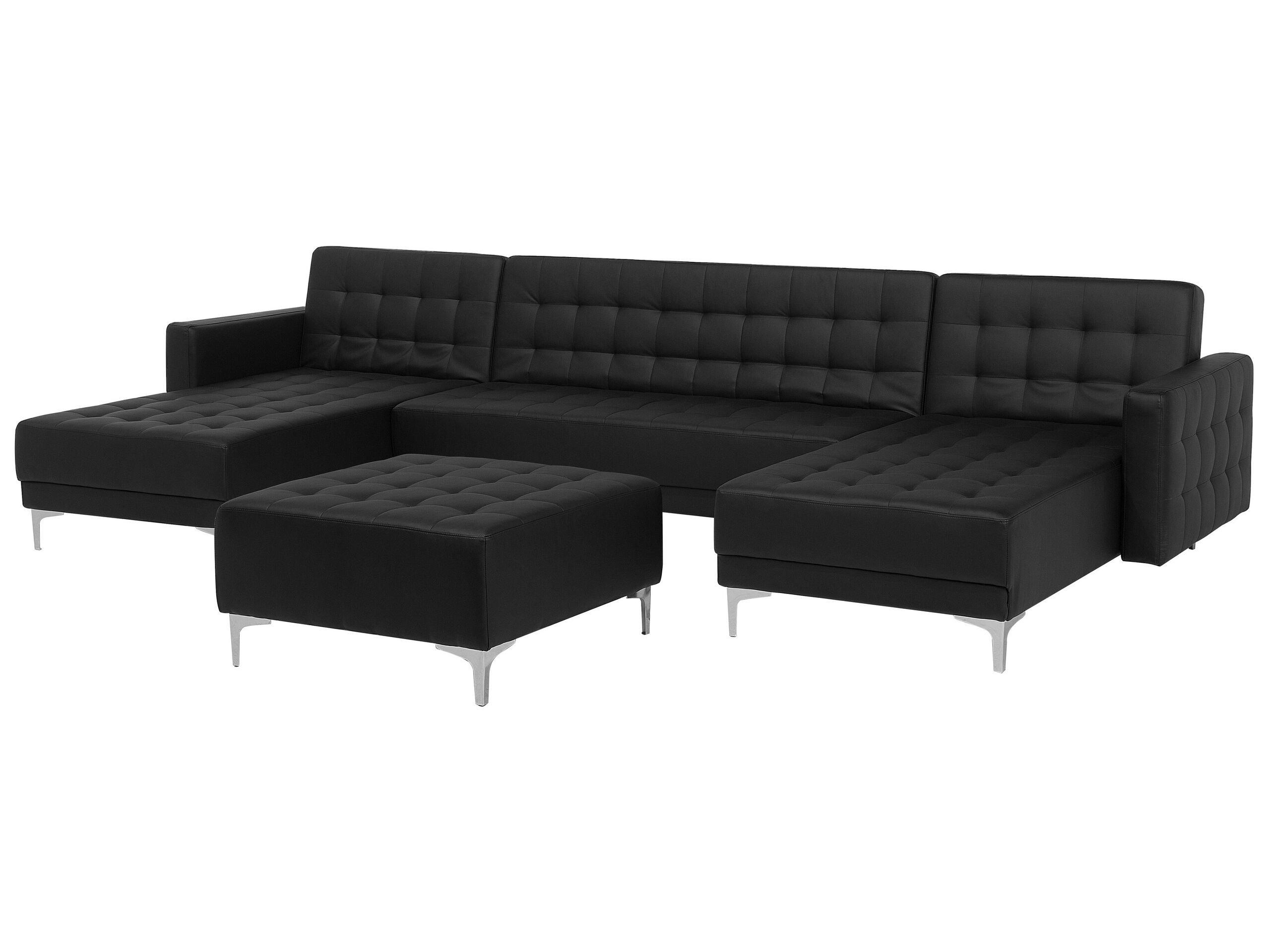 Beliani U-förmiges Sofa mit Ottomane aus Kunstleder Modern ABERDEEN  