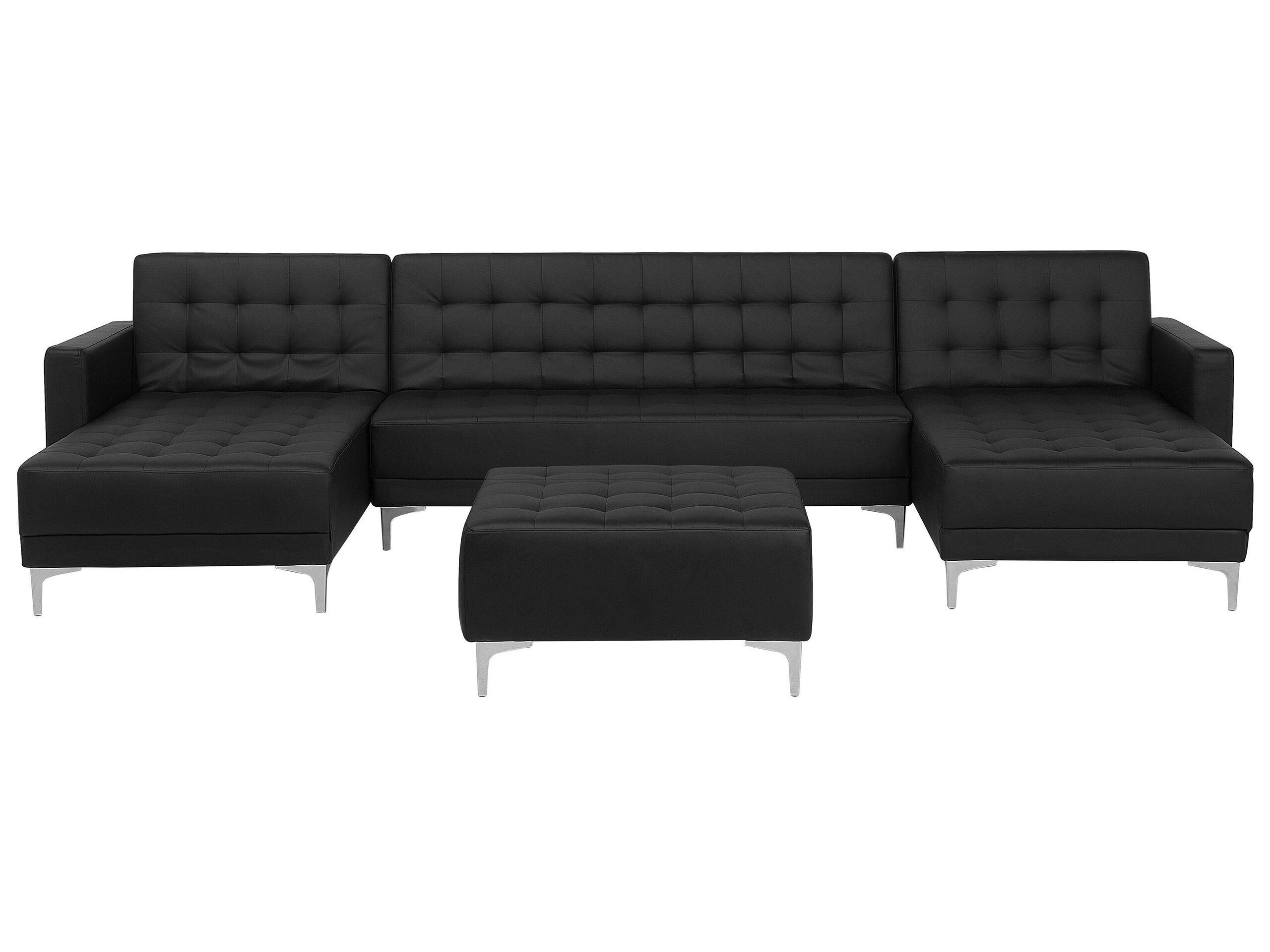 Beliani U-förmiges Sofa mit Ottomane aus Kunstleder Modern ABERDEEN  