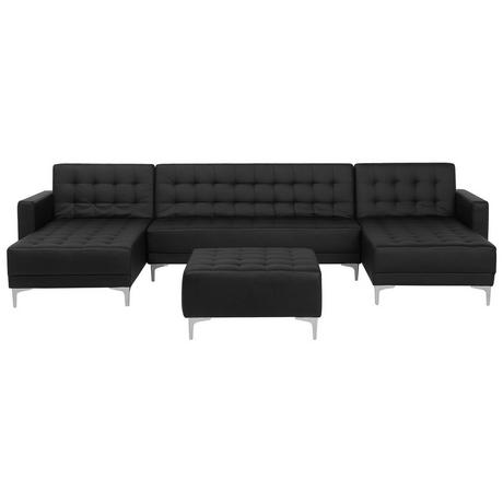 Beliani U-förmiges Sofa mit Ottomane aus Kunstleder Modern ABERDEEN  