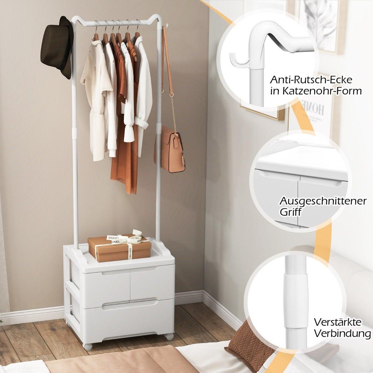 Northix Portant à 3 tiroirs Porte-manteau roulant avec crochets latéraux 46 x 38 x 157 cm  