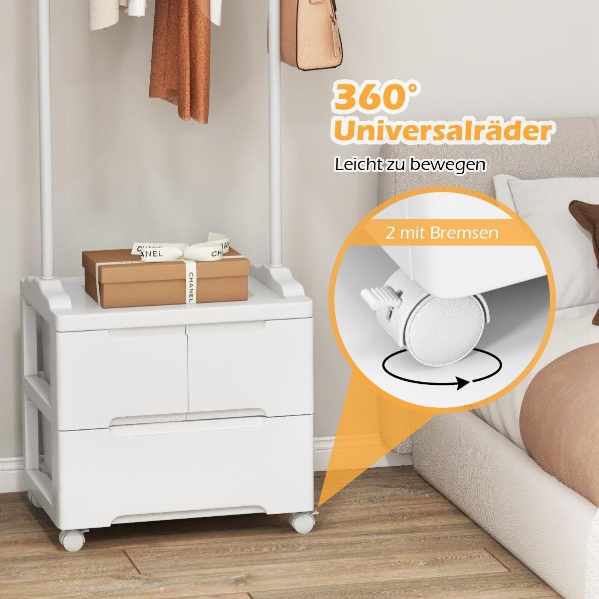 Northix Portant à 3 tiroirs Porte-manteau roulant avec crochets latéraux 46 x 38 x 157 cm  