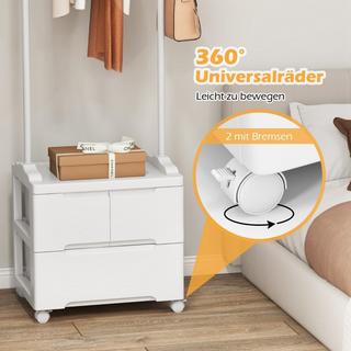 Northix Portant à 3 tiroirs Porte-manteau roulant avec crochets latéraux 46 x 38 x 157 cm  