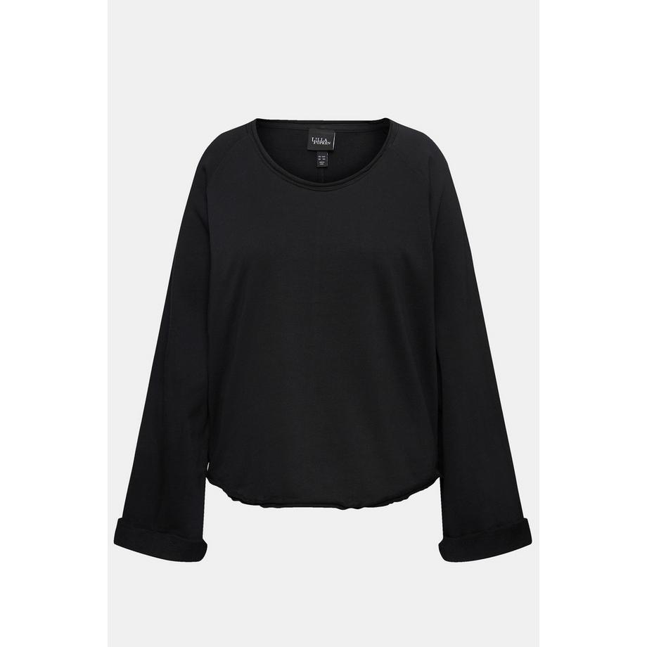 Ulla Popken Sweat-shirt Bords Roulottés Col Rond Manches Longues Raglan  
