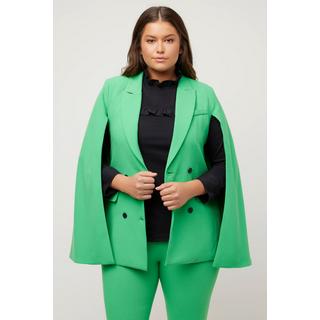 Ulla Popken  Blazer et cape, ligne en A, col à revers, deux rangées de boutons. 