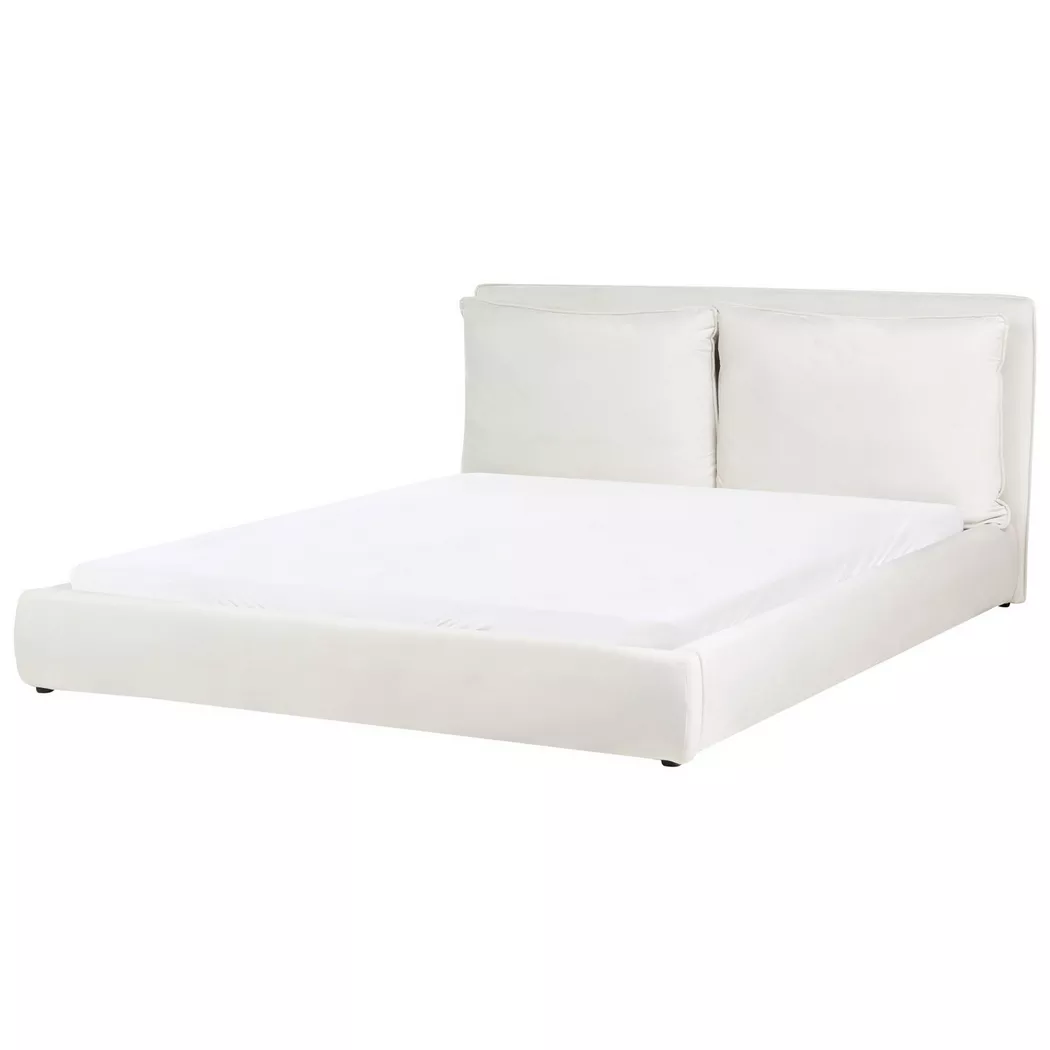 Beliani - Wasserbett aus Samtstoff  BAJONNA, Schneeweiss