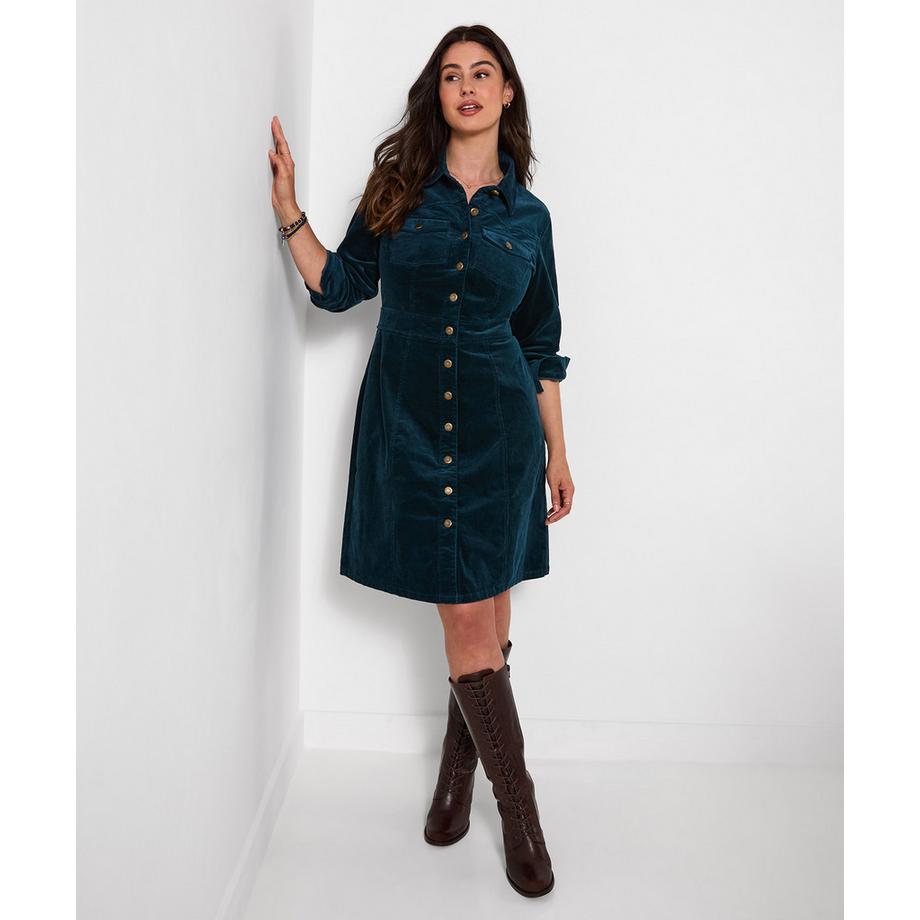 Robe en Velours Côtelé Boutonnée Lucy