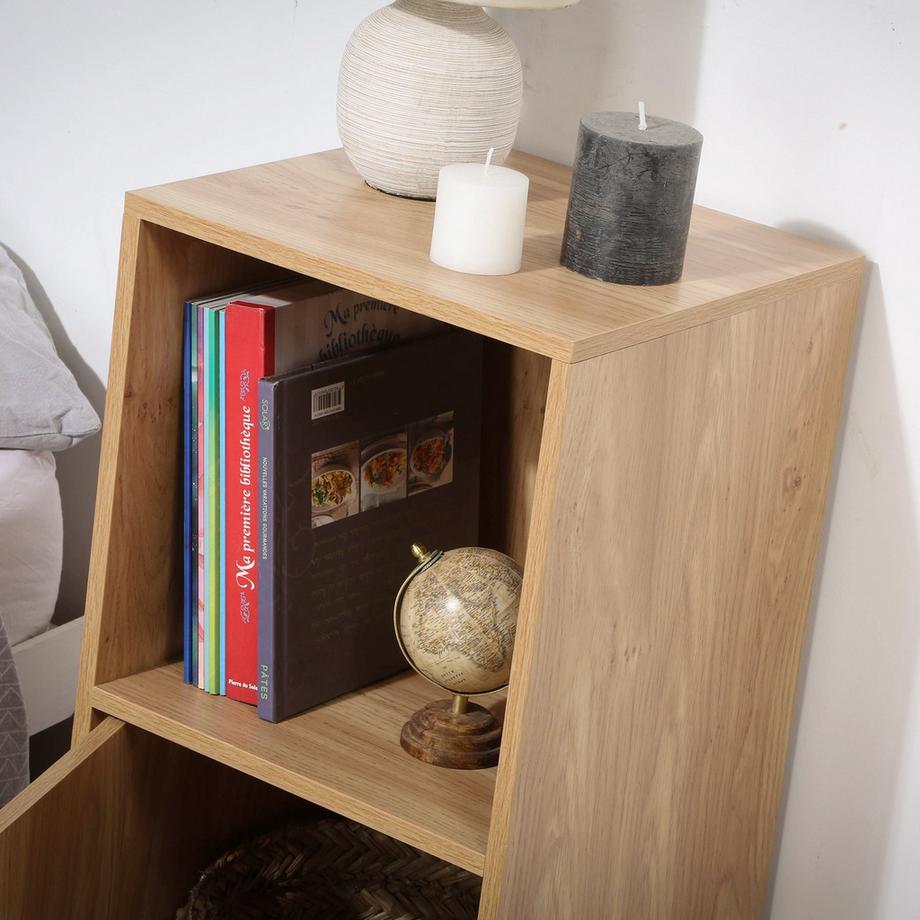 Calicosy Table de chevet 2 cases décor bois 1 porte - Modu  