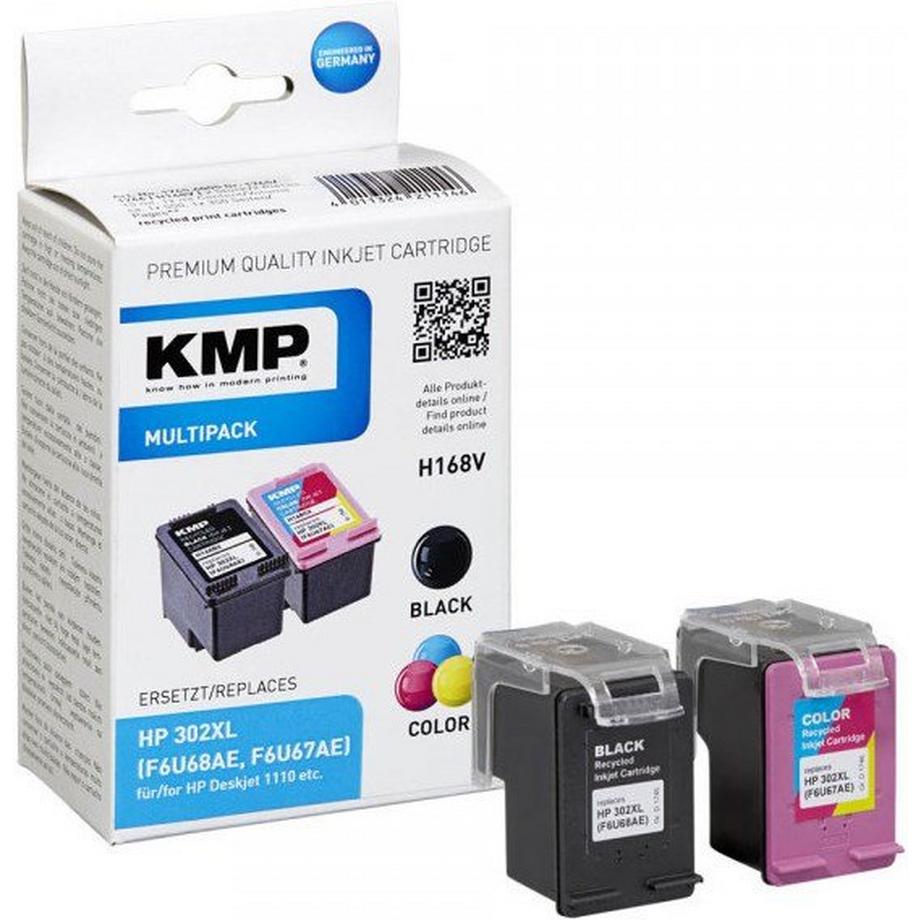 KMP  Multipack  + farbig ersetzt HP 302XL 