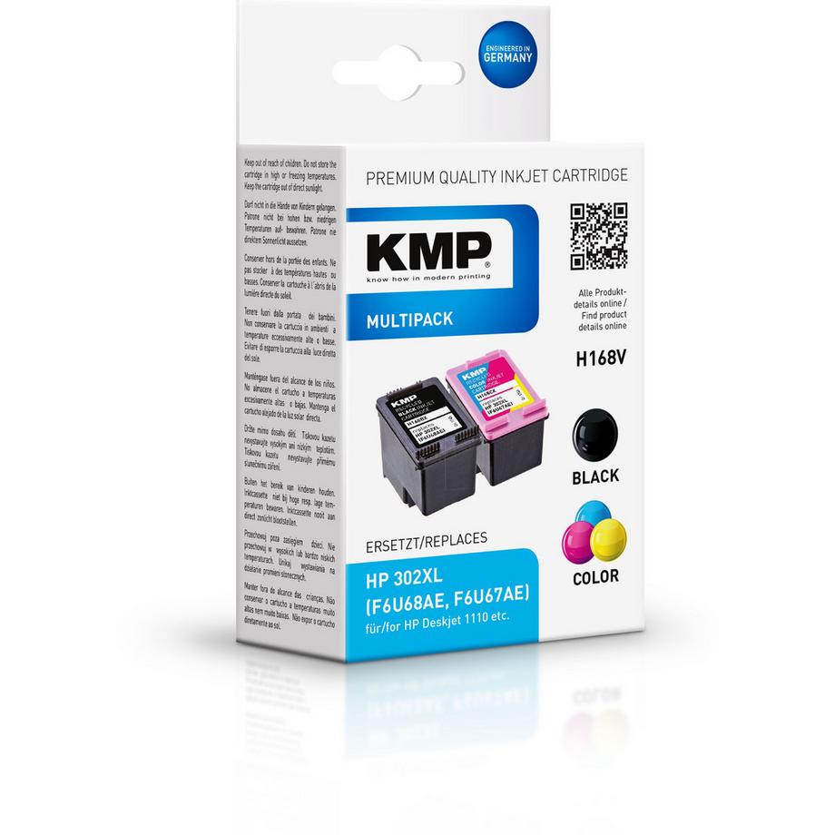 KMP  Multipack  + farbig ersetzt HP 302XL 