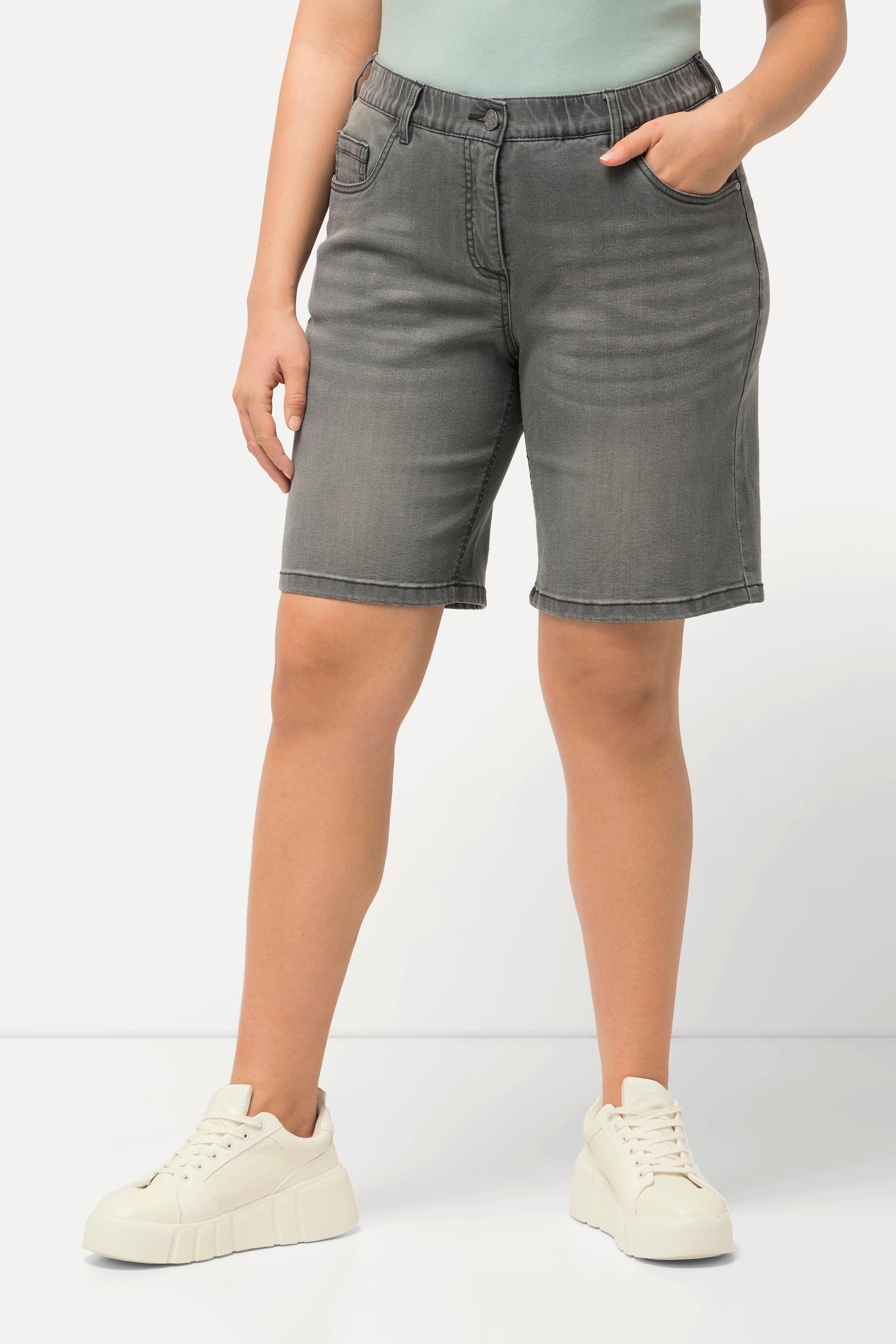 Ulla Popken  Bermuda en jean Mandy, coupe 5 poches et taille confortable 